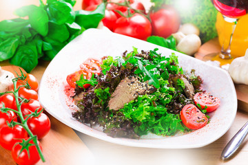 Warm meat salad