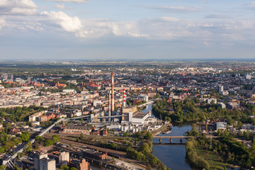 Fototapeta na wymiar Wroclaw, Poland - May 04, 2015: Aerial view of Wroclaw city