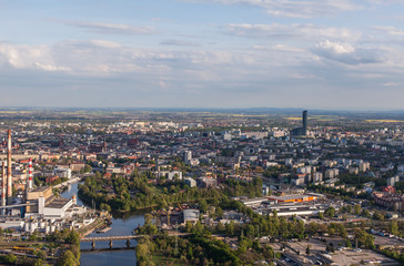 Fototapeta na wymiar Wroclaw, Poland - May 04, 2015: Aerial view of Wroclaw city
