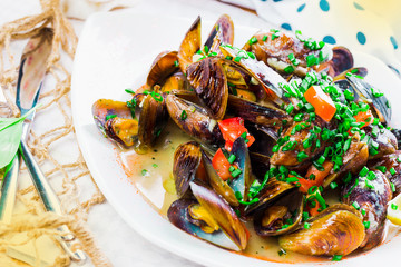 Grilled mussels
