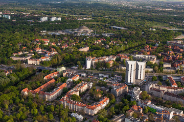 Wroclaw, Poland - May 04, 2015: Aerial view of Wroclaw city