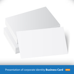 Stack of blank business card on white background