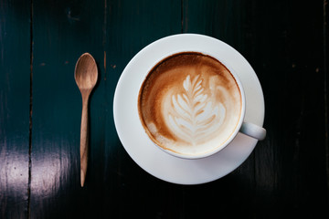 Latte art coffee cup - vintage effect style pictures.