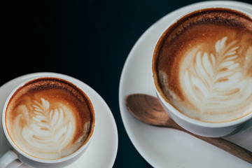 Latte art coffee cup - vintage effect style pictures