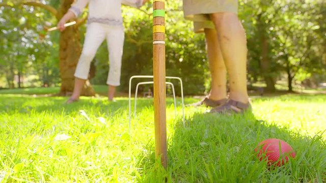 Croquet Ball Hitting the Final Post