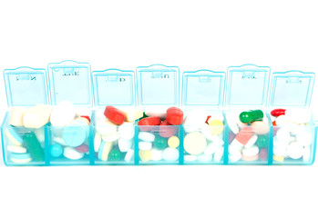 Medicine in weekly pill box