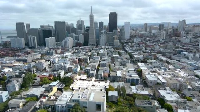 Aerial view of San Francisco financial center skyline