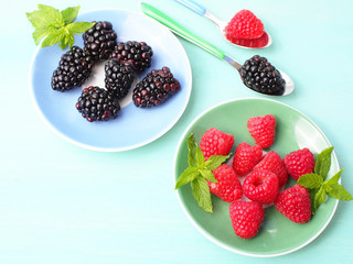 Blackberries and raspberries, summer berries
