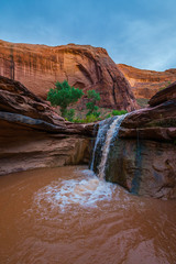  USA, Utah, Escalante Wilderness. Waterfall in Coyote Gulch