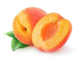 Apricots over white background