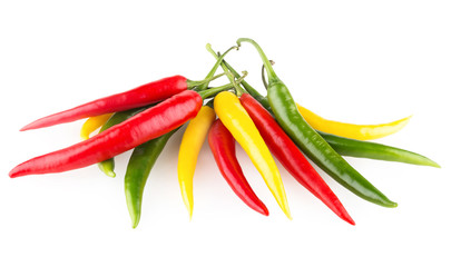 colorful bell peppers isolated on white background