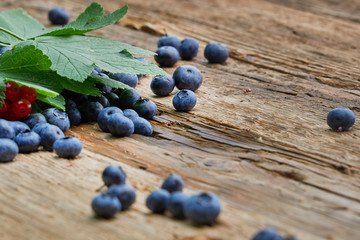 fresh blueberries on wooden table
