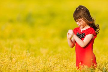 Little girl in a red dress