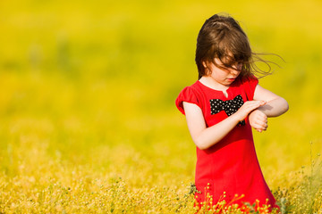 Little girl in a red dress