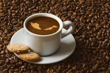 Still life - coffee with map of Malaysia