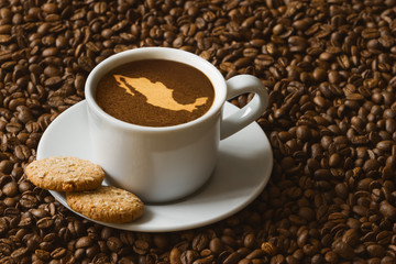 Still life - coffee with map of Mexico