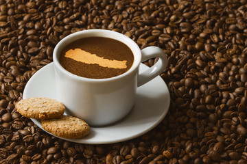 Still life - coffee with map of Nepal