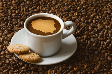Still life - coffee with map of Poland