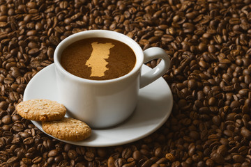 Still life - coffee with map of Portugal