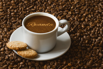 Still life - coffee with text Rwanda