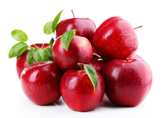 Red apples isolated on white