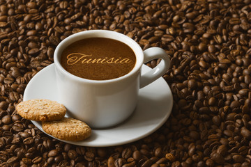 Still life - coffee with text Tunisia