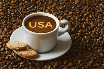 Still life - coffee with text USA