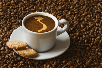 Still life - coffee with map of Vietnam