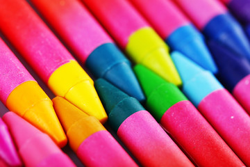 Colorful pastel crayons, closeup