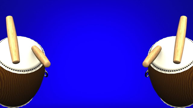 Loopable 2 Asian Drums On Blue Text Space