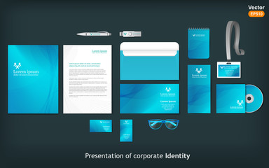 Stationery template design with waves. 