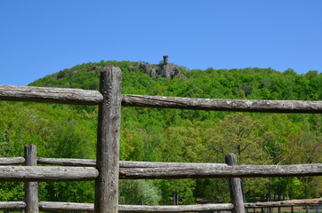 Split rail fence mountain and fire tower