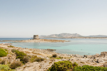 Stintino, La Pelosa, Pelosa, Sandstrand, Turm, Torre del falcone, capo falcone, Sardinien,...