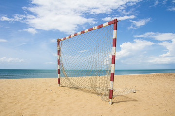 Beach football pitch popular sport on the beach