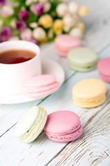 Cup of tea and macaroons
