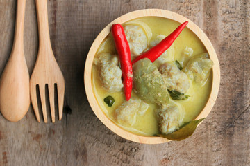 Taste of green curry coconut milk