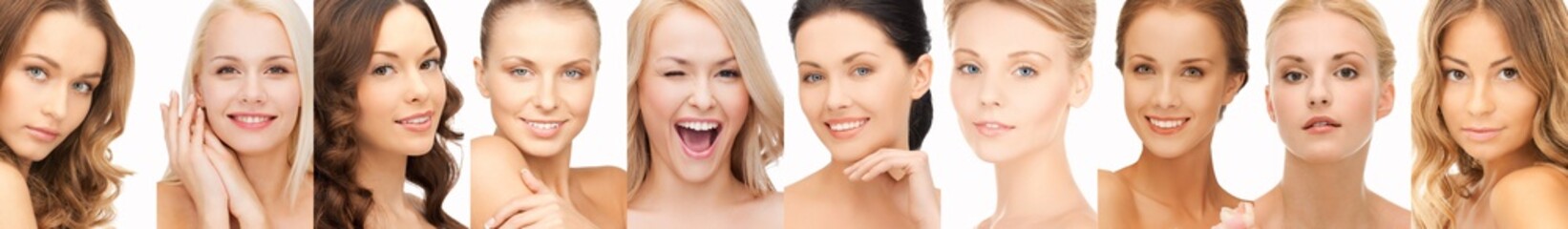 collage of many happy women faces