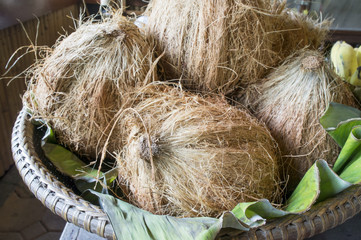 coconut fruit dry ages old dessert sweet concept