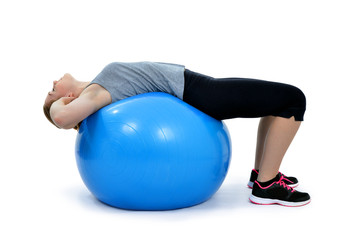 Girl exercising workout fitness aerobic on ball 