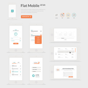 Flat Mobile UI kit template for mobiles and websites