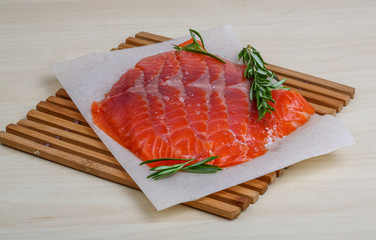 Sliced salmon