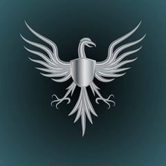 Abstract bird isolated with shield. Vector illustration.