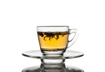 One cup of tea isolated on white background.