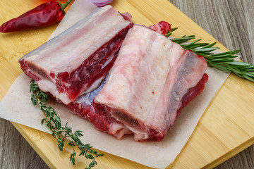 Raw beef ribs