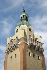 Fototapeta premium Tower of the city-hall in Kiskunhalas