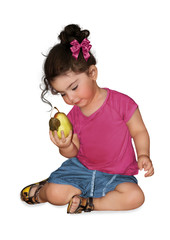 Girl and pear