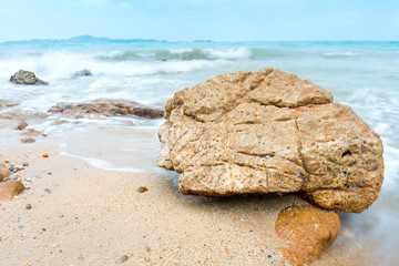 Fototapeta na wymiar Beach rocks in pattaya city thailand