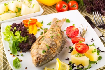 Fish, Grilled, Food.