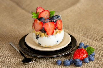 Fresh Yogurt with strawberries .