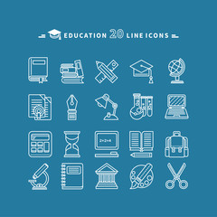 Set of Lines Education Icons